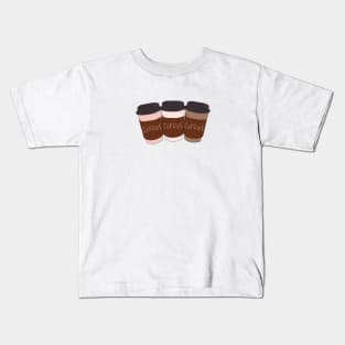 Three happy coffee cups Kids T-Shirt